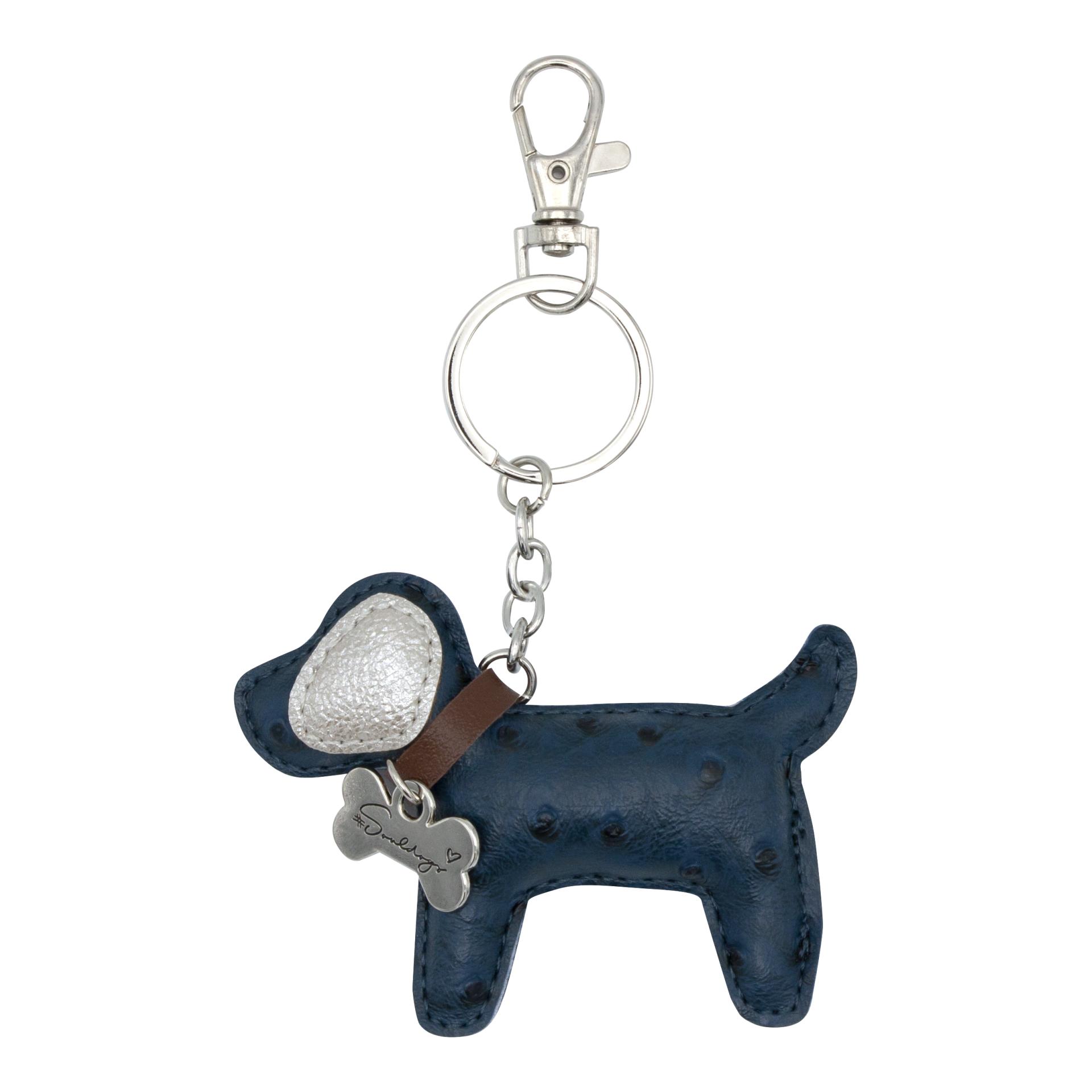 Souldogs Glückshund Schlüsselanhänger Classy Dog - Navy Silber -