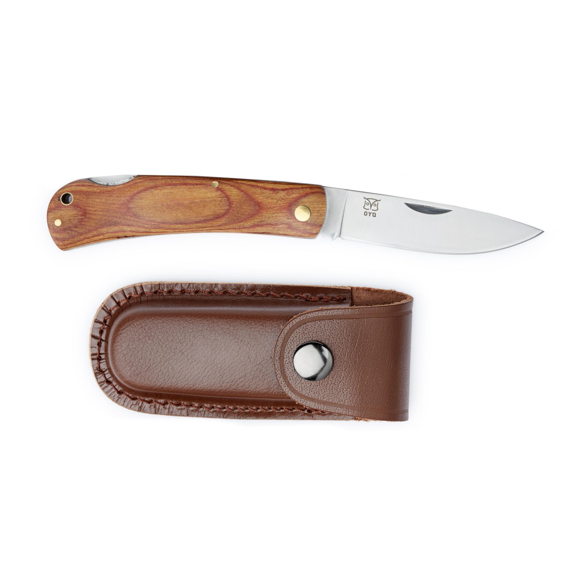 Øyo MARKA - Jagd/Outdoorklappmessesr mit Lederhülle - Holz -
