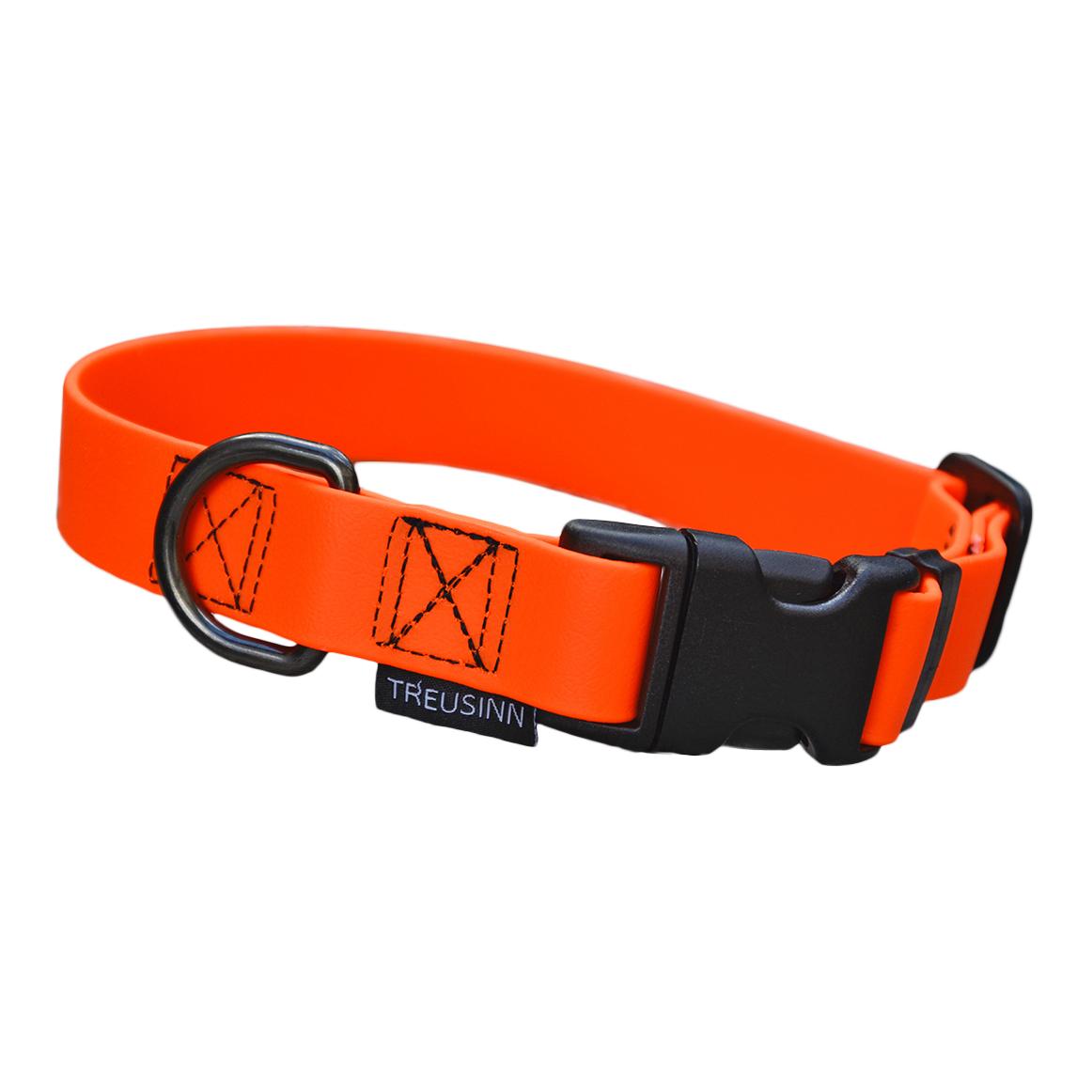 Treusinn. Hundehalsband Biothane STAY - neonorange