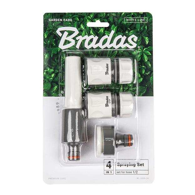 Bradas WHITE LINE 4-teiliges Set für 1/2"-Schlauch - Grau/Weiss -