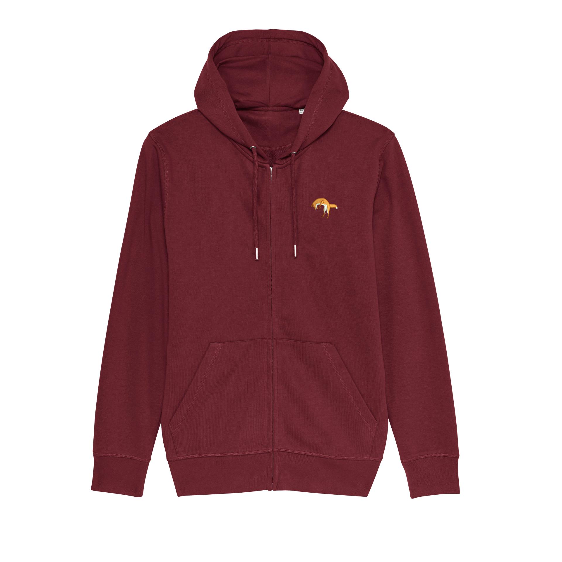 orsino Fuchsjagd Unisex Zip Hoodie - Burgundy -